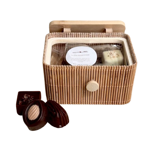 chocolate by OBEL - Bambuslåda med Belgiska Gourmet dessertbitar 95 gram