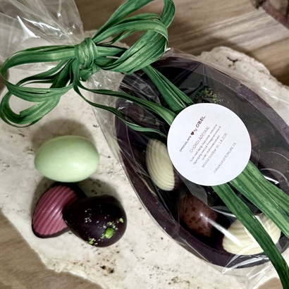 Chokladskal med 4 Stora Danska Handgjorda Påskägg - 173 gram