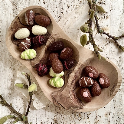 Ekologisk påse med påsktryck - Belgiska påskägg, Bagsværd lakrits och chokladtryfflar