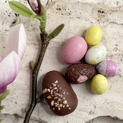 Skattkista med Ekologisk Påskebrygd, 2 stora Danska Handgjorda Påskägg och Lyxig Påskblandning