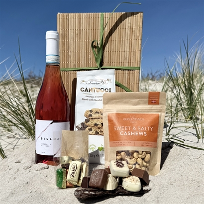 Sommarpresent med Rosé, Belgisk Choklad, Cantucci och Salta Cashewnötter
