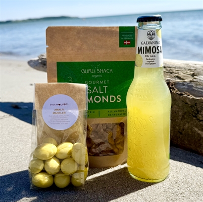 Alkoholfri Sommarpresent med Mimosa, Amalfi chokladmandlar och snacks