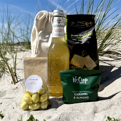 Alkoholfri Sommarpresent med Ekologisk Ice Tea, Amalfimandlar och snacks