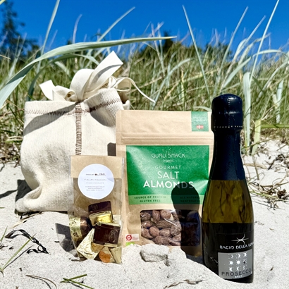 Rustik bomullspåse med Prosecco, Italiensk Choklad Passion och Salta Mandlar