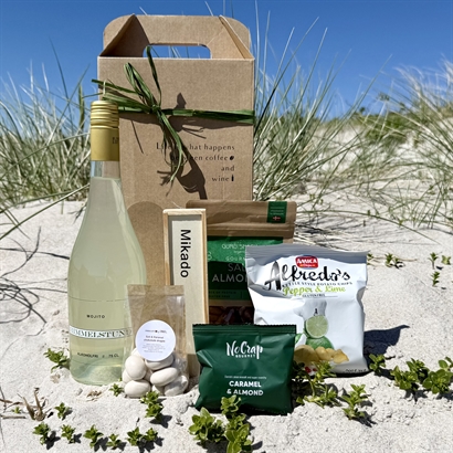 Alkoholfri sommargåva med spel, Mojito och massor av läckra snacks