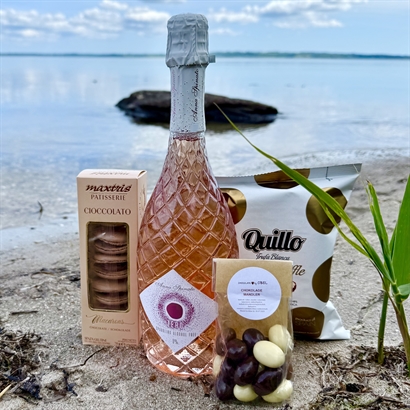 Sommarpresent Alkoholfri med mousserande Rosé, snacks och Choklad