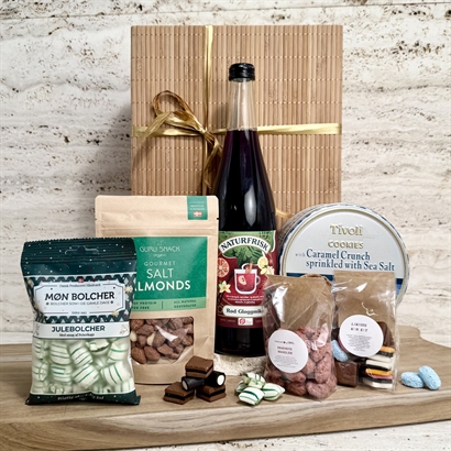 Alkoholfri Glögg i bambulåda med danska specialiteter