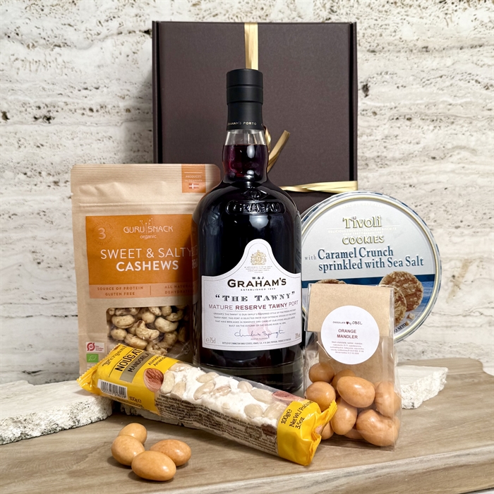 Portvinsgåva med Grahams The Tawny och välsmakande julgodis