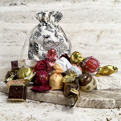 Organic julpåse med 200 gram lyxig chokladblandning