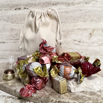 Bomullspåse organic med 300 gram lyxig chokladblandning