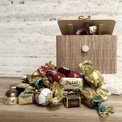 Lyxig chokladblandning 300 gram i naturfärgad bambulåda