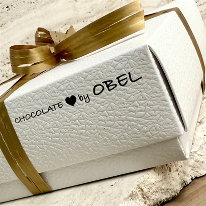 Lyxig chokladblandning - 400 gram i präglad vit ask