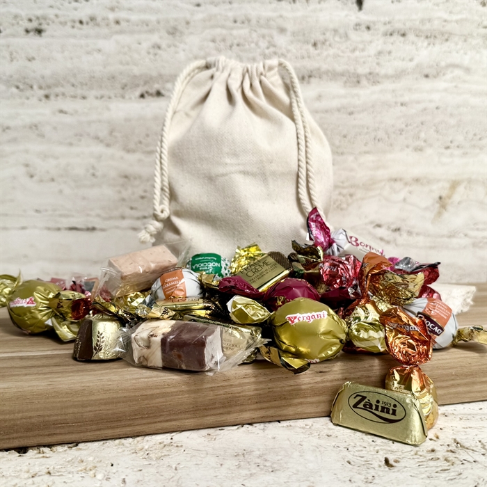 Bomullspåse organic med 500 gram lyxig Chokladblandning 