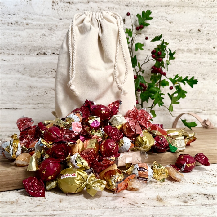 Bomullspåse organic med 1000 gram lyxig chokladblandning