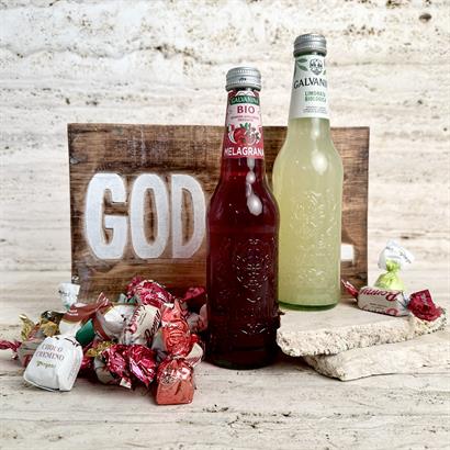 GOD JUL träskrin i valnötsträ med Italiensk lemonad & 300 gram lyxig chokladblandning