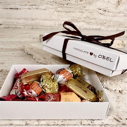 Lyxig chokladblandning - 100 gram i präglad vit ask