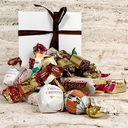 Lyxig chokladblandning - 300 gram i präglad vit ask