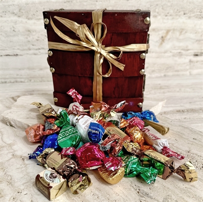 Skattkista fylld med 300 gram lyxchokladblandning