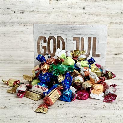 GOD JUL vit träask med 750 gram lyxig chokladblandning