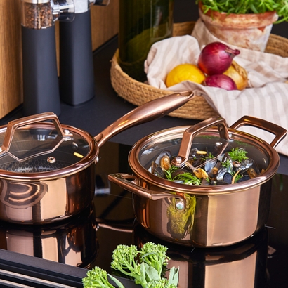 Hâws Santo Saucepan 1.5L & Casserole 2.2L w/Lid Hybrid coating Rose Gold - Vägledande försäljningspris 1.599,-